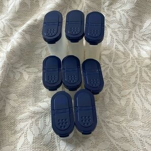 Tupperware Modular‎ Mates Dark Blue Spice Shakers Containers Set of 8